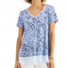 JM COLLECTION Printed Faux-Layered Top MEDIUM