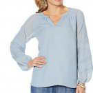 DG2 Crepe de Chine Blouson Sleeve Peasant Blouse (245) LARGE