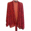 Colleen Lopez Tie-Front Topper Red Leopard X LARGE