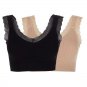 Rhonda Shear 2pk Forever Stretch Ahh Ribbed Knit Bra w/Lace Trim MEDIUM