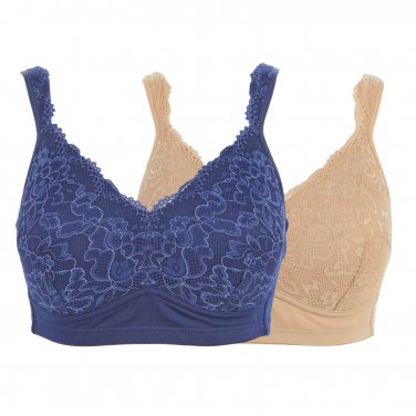 Rhonda Shear 2-pack Molded Cup Bra w/Back Closure LARGE