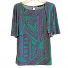 MAN Global Chic Printed Cape-Sleeve Top with Keyhole Back (555) SMALL