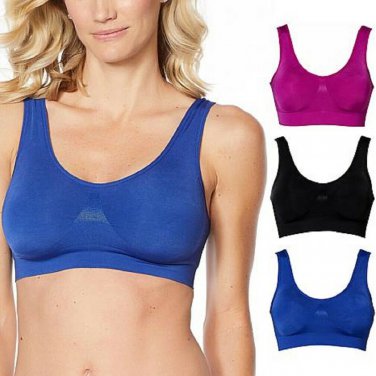 Rhonda Shear 3Pc Seamless Moisture-Wicking Bra 656-482 SIZE X LARGE