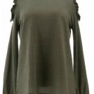 DG2 Diane Gilman Cold Shoulder Top (245) XL MOSS GREEN DG2 Diane Gilman Cold Shoulder Top (245) XL MOSS GREEN