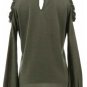 DG2 Diane Gilman Cold Shoulder Top (245) XL MOSS GREEN