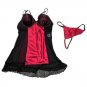 Linea Donatella Satin Panel Mesh Babydoll & Thong Set SMALL