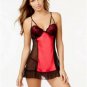 Linea Donatella Satin Panel Mesh Babydoll & Thong Set SMALL