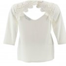 Nina Leonard Knit Lace Cutout Back Top LARGE