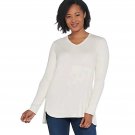 Isaac Mizrahi Live! Essentials Pima Cotton V-Neck Hi-Low Hem Top X LARGE (1001)
