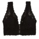 AERIE Show Off Eyelash Lace Padded Plunge Bralette True Black LARGE AERIE Show Off Eyelash Lace Padded Plunge Bralette True Black LARGE
