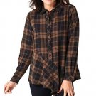 Susan Graver Printed Stretch Woven Button-Front Top X LARGE (9998)