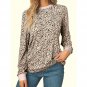 Animal Spotted Print Round Neck Long Sleeve Top 2XL (3737)