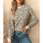 Animal Spotted Print Round Neck Long Sleeve Top 2XL (3737)