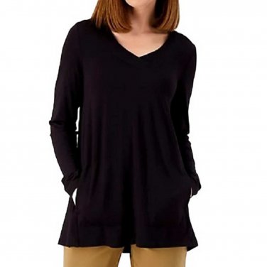 Susan Graver Lifestyle Regular Spa Knit V Neck Tunic X SMALL (245)