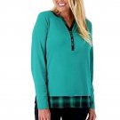 Belle by Kim Gravel TripleLuxe Knit Flannel Trim Henley Top 1X (6767)