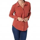 Isaac Mizrahi Live! Pima Cotton Button Front Essentials Top XX SMALL (313)