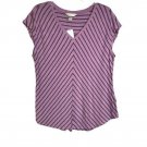 Christopher & Banks Chevron Stripe Short Sleeve Top LARGE (2121)