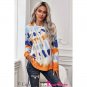 Tie-dye Side Slits Pullover Orange Sweatshirt X LARGE (4446)