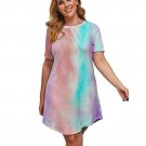 Multicolor Tie-dye Short Sleeve Plus Size Dress 4X (2001) Multicolor Tie-dye Short Sleeve Plus Size Dress 4X (2001)