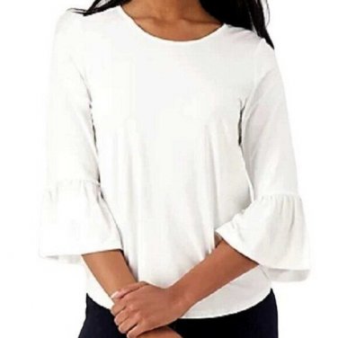 Susan Graver Cool Touch 3/4 Bell Sleeve Scoop Neck Top MEDIUM (555)