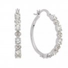 CZ Pave Clover Crystal Hoop Earrings 1.25 In.   (22)