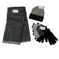 Winter Wearables Bundle Set Black Scarf, Hat, 2 Gloves 4 Piece New (303)