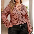 Leopard Print Lace Up Top 1X (3737)