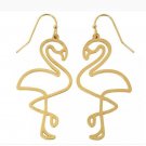 Flamingo Silhouette Fold Tone Earrings Choice Gold or Silver tone Flamingo Silhouette Fold Tone Earrings Choice Gold or Silver tone
