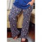 Leopard Print Solid Waistband Plus Size Lounge Pants 1X (8181)