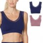 Rhonda Shear 2pk Forever Stretch Ahh Ribbed Knit Bra w/Lace Trim LARGE