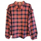 Candace Cameron Bure Button Front Plaid Shirt w/ Ruffle Detail MEDIUM (303) Candace Cameron Bure Button Front Plaid Shirt w/ Ruffle Detail MEDIUM (303)