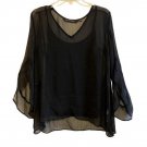 Colleen Lopez Woven Flutter-Sleeve Sharkbite Top with Cami MEDIUM (899)