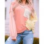Striped Color Block Splicing Long Sleeve T Shirt 2XL (9998)