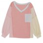 Striped Color Block Splicing Long Sleeve T Shirt 2XL (9998)