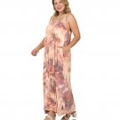 PRINTED V NECK CAMI MAXI DRESS 1X (818B)