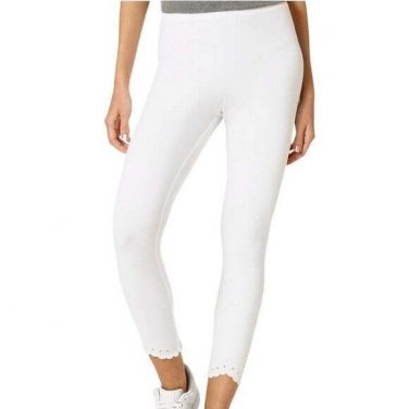 HUE Cropped Eyelet-Hem High-Waist Leggings X SMALL (3666)