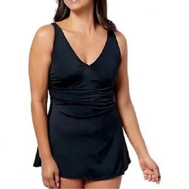 Denim & Co. Beach V Neck Wrap Front Swim Dress 14 (202)