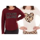 Girl's Long Sleeve Tops w/Animal Print/Bling Set of Two 4/5 (555)