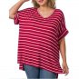 Rolled Short Sleeve V Neck Top 2X (818B)
