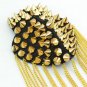 Military Punk Style Spikes Shoulder Board Brooch With Multiple Chain Tassels