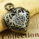 Heart Shape Pocket Watch Necklace Bronze