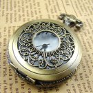 Antique Sun Pattern and Bronze Leaves Pocket Watch Necklace