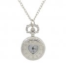Vintage Heart Design Silver Pocket Watch Necklace
