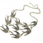 Gorgeous Bronze Flock Of Birds Asymmetrical Evening Necklace