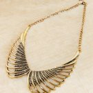 Steampunk Hollow Out Angel Wings Bronze Fake Peter Pan Collar Necklace