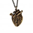 Anatomical Realistic Heart Bronze Vintage Pendant Necklace