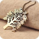 Bronze Bohemian Style Tree With Small Birds On The Branches Big Pendant Necklace
