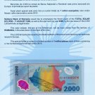 ROMANIA - UNC 2000 LEi issued 1999 POLYMER #P111b IN FOLDER serial no. 001A