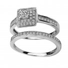 Sterling Silver .925 Platinum plated Engagement Wedding Ring Set Sizes 5-8 CZR18
