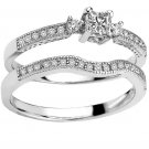 Sterling Silver .925 Platinum plated Engagement Wedding Ring Set Sizes 5-8 CZR15